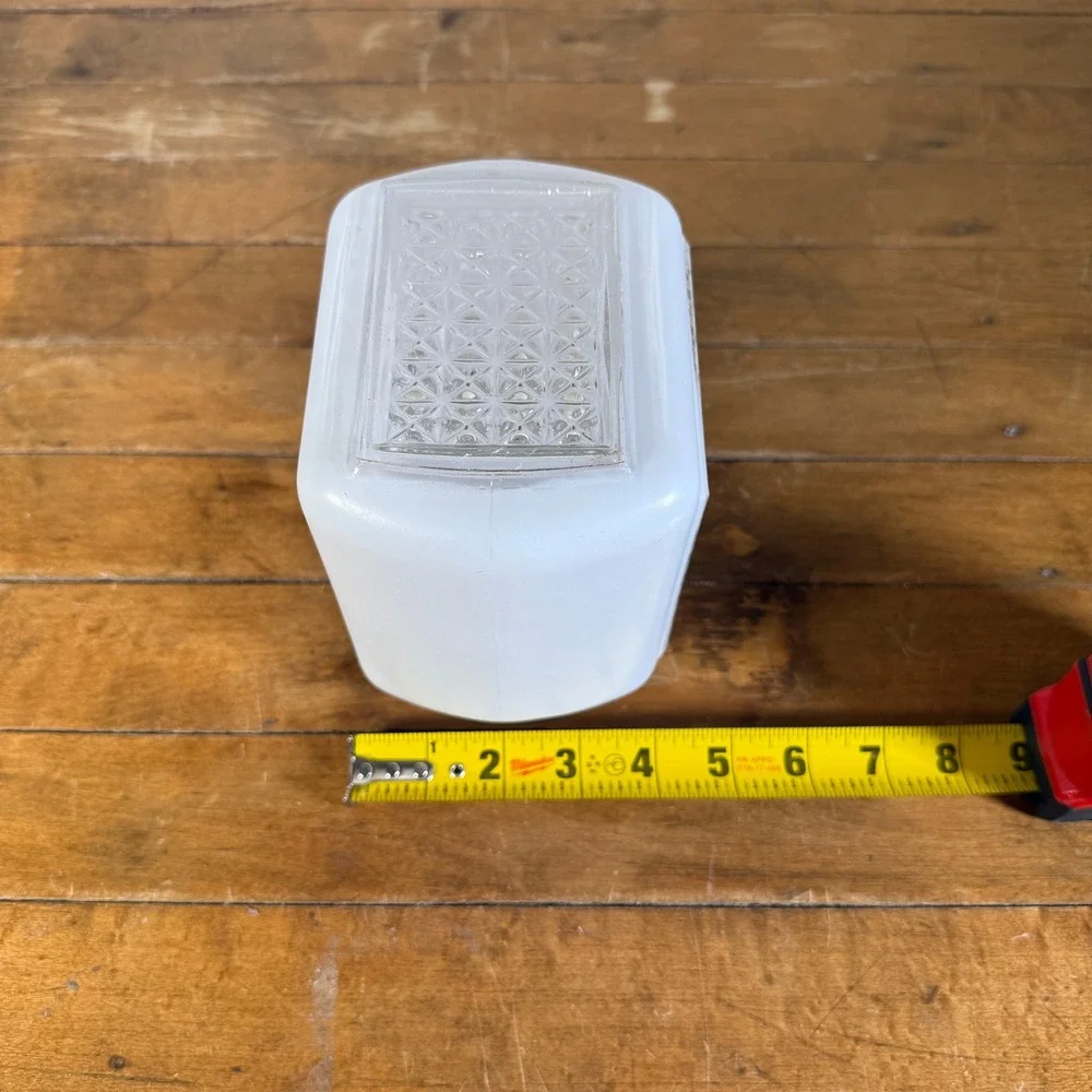 Vintage Light Globe Shade White Square Milk Glass Starburst Panel
